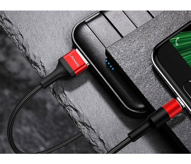USAMS Kabel pleciony U5 2A micro USB czerwony - 1569140 - zdjęcie 4